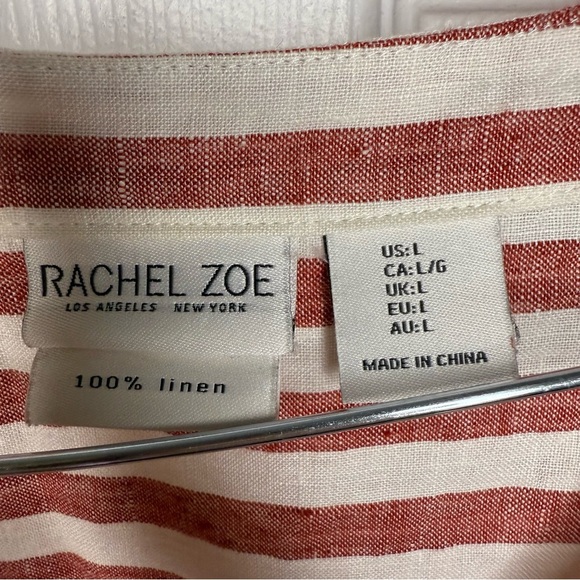 Rachel Zoe Red and White Striped Blouse 100% Linen Size Large GUC - Picture 3 of 6